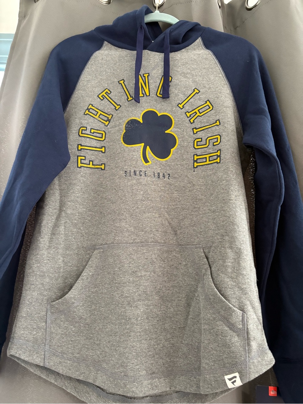 Fighting Irish Hooded Sweatshirt - Gray & Navy